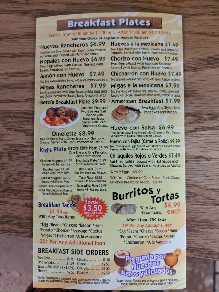 Beto's Restaurant #2 Menu - Image 3
